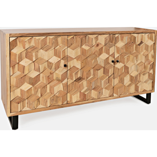 Geometrix Accent Cabinet in Hand Carved Wood